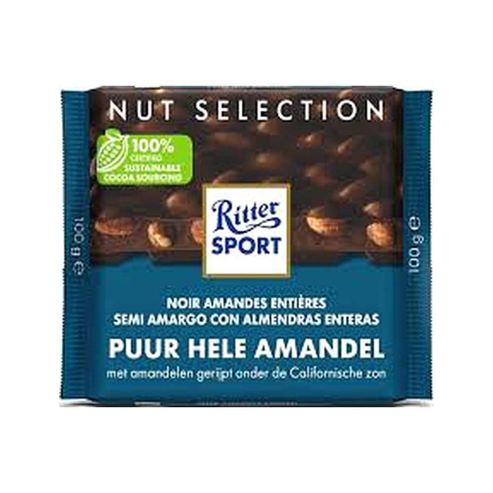 Ritter Semi Amargo Con Almendra Enteras 100Grs