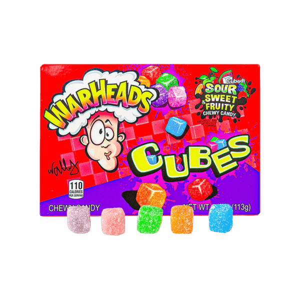 Warheads Cubes Sour Sweet Fruity 4Oz