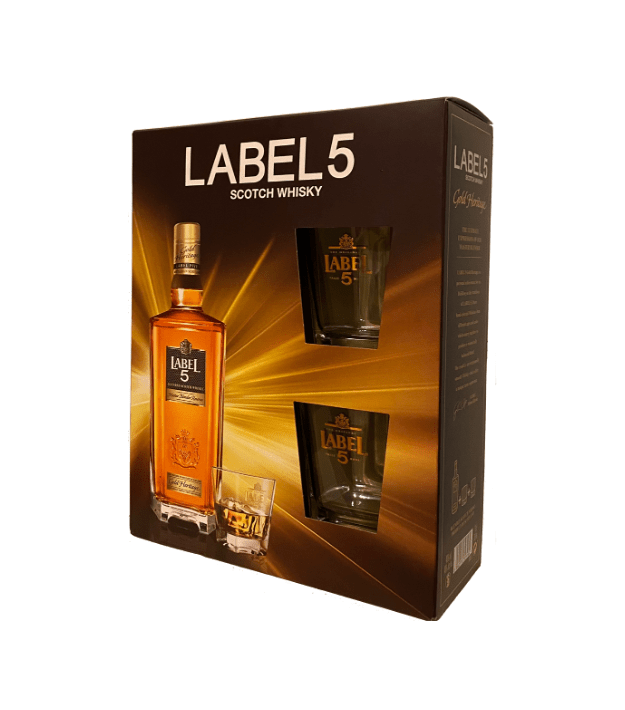 Label 5 Dorado 750Ml + Vasos