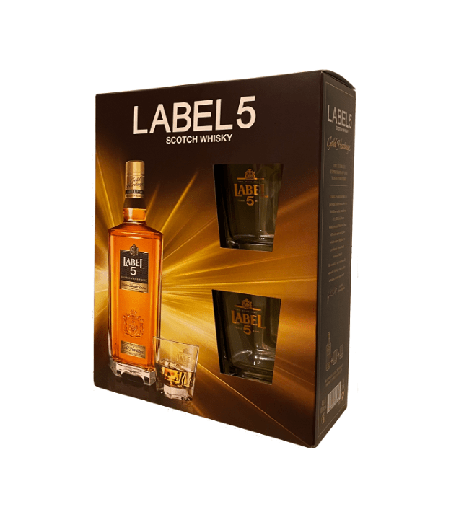Label 5 Dorado 750Ml + Vasos